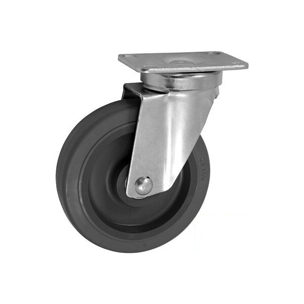 Casterhq 5"x1.25" LIGHT DUTY THERMO RUBBER WHEEL, SWIVEL CASTER, Light, Me LDTR5X125 - main